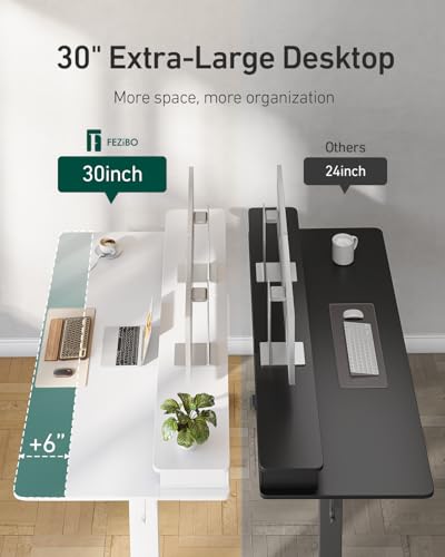 CubiCubi 60" x 30" Standing Electric Desk with Drawers, White - color: White, size: 60 inch
