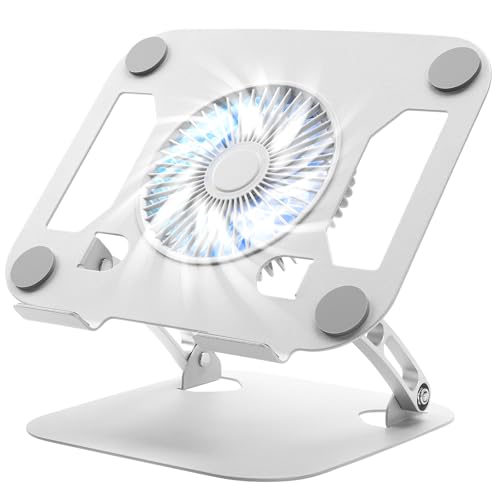 SHUWEI Laptop Stand with Fan, Height/Angle Adj fits 16" Laptop, Silver - color: Silver, size: For 16" Laptop & No 360°Rotation