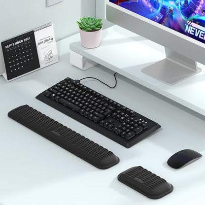 MEKASS Ergonomic Wrist Rest for Keyboard and Mouse, Soft Memory Foam Keyboard Wrist Rest Set with Non-Slip Silicone Base, Easy Typing, Pain Relief, Comfort for Office, Work, Gaming (Classic Black) - style: Black