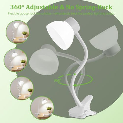 Desk Lamps for Home Office,Small LED Reading Lamp,5000K Eye-Care Desk Light | Clip On Desks Lamps for College Dorm, Kids Desk, Bed Headboard, Flexible Gooseneck, Compact Small Table Lamp - color: Cool White