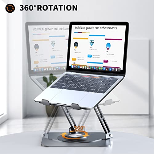 Laptop Stand for desk(360°Rotating),Aluminum laptop Riser for 10-16"Laptops | Adjustable Multi-Angle Ergonomic Computer Stand, Foldable Portable for Home Office, Fits MacBook Air Pro Dell HP Laptops - color: Grey