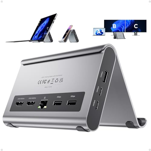 USB C Docking Station Dual Monitor, Laptop Dock for Windows with HDMI 4K