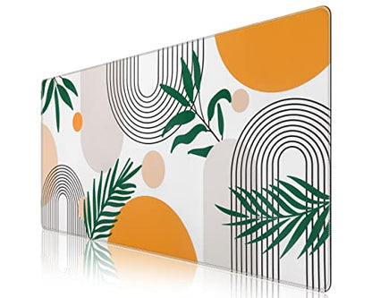 iCasso Extended Gaming Mouse Pad (35.4x15.7 in), Game, Office | Large 3mm Non-Slip Rubber Base Mousepad with Stitched Edges, Waterproof Keyboard Mouse Mat Desk Pad for Work, Home-Elm Leaf - color: Elm Leaf