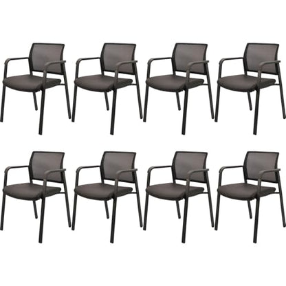 CLATINA Mesh Back Stacking Guest Chairs Leather,Stackable Waiting Room Arm Chair with PVC Upholstered for Office Reception Hospital Lobbies Schools Conference Medical Meeting Churches Black,Set of 8 - size: 8 Pack