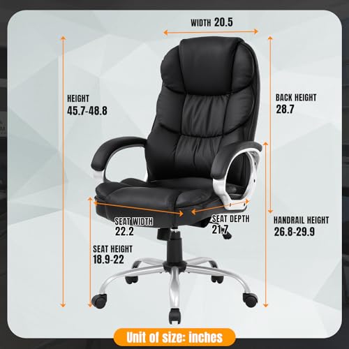 BestOffice Ergonomic Office Chair Desk Chair Computer Chair with Lumbar Support Arms Executive Rolling Swivel PU Leather Task Chair for Women Adults, Black - color: Black