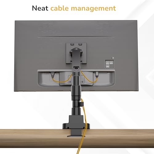 Mount-It! Ultrawide Monitor Desk Mount with Pole, Fits 17–49” Screens, Heavy Duty Height-Adjustable Gas Spring Arm, 44 lbs Capacity, Full Motion, VESA 75/100, Clamp or Grommet