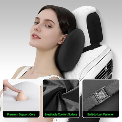 BEBAS Memory Foam Car Headrest Pillow - Breathable Neck Support Pillow for Driving, Universal Fit Cars/SUVs/Tesla/Toyota & Office Chair, Removable Cover (Black, Summer) - color: Black