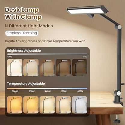 LIONVISON Desk Lamps for Home Office: Dimmable Eye-Caring LED Desk Light - color: Black