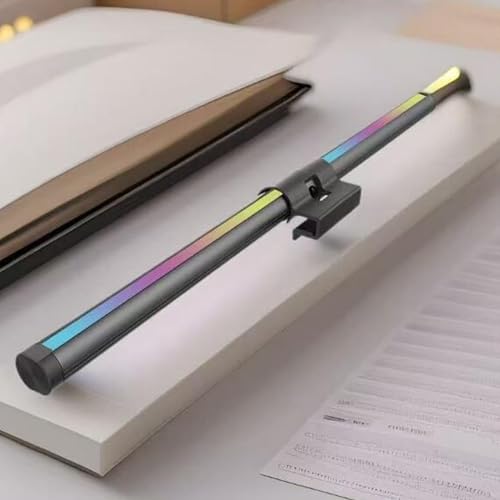 Fabater LED Desk Lamp, Clamp on Dual Sided 245LM RGB Monitor Light Bar, Computer Screen Light Bar with Eye Caring Dimmable 3 Color Temperatures and USB, for Office Home Gaming