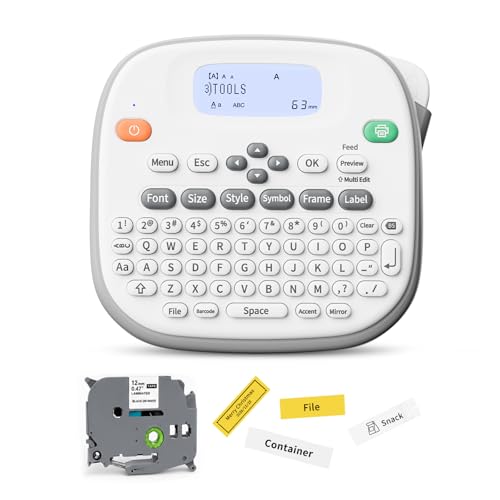 Rongta TD210 Bluetooth Handheld Label Maker Machine with 1 Tape, Portable Label Printer QWERTY Keyboard, for Home, Office, Warehouse Organization