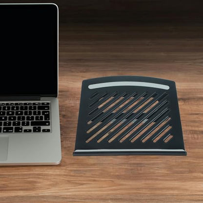 ULTECHNOVO Adjustable Multi-Angle Ventilated Laptop Riser Stand Foldable Desktop Holder for Overheating Prevention and Ergonomic Laptop Elevation, Black