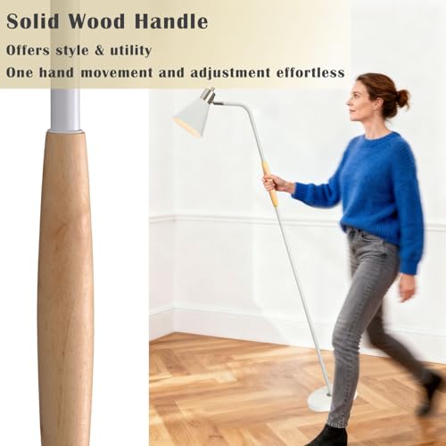 Adjustable Reading Floor Lamp,360°Rotatable Shade,3CCT LED Bulb Include,White - color: White Metal Shade