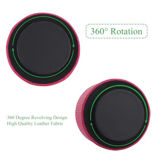 Round Leather Art Supply Organizer,Remote Control Holder,360 Degree Spinning,Multi-Functional Pencil Holder,4 Compartments Desktop Stationary Organizer(1-Vertical Wood Red) - color: 1-Vertical Wood Red