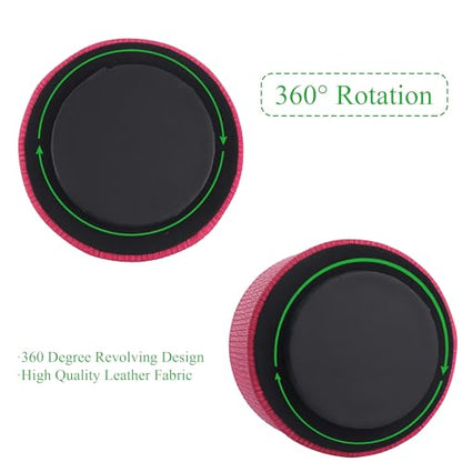Round Leather Art Supply Organizer,Remote Control Holder,360 Degree Spinning,Multi-Functional Pencil Holder,4 Compartments Desktop Stationary Organizer(1-Vertical Wood Red) - color: 1-Vertical Wood Red
