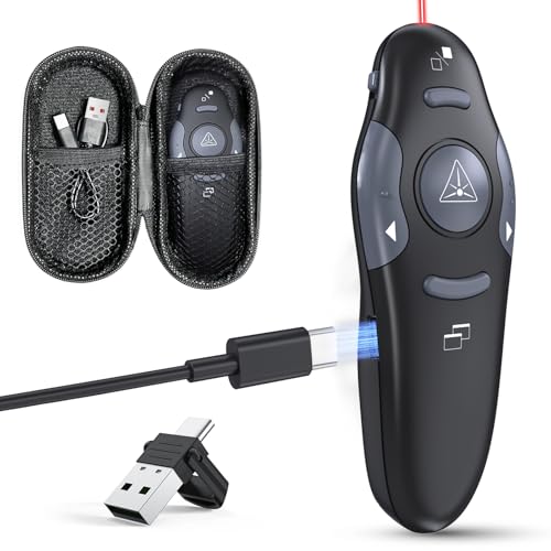 Wireless PowerPoint Presentation Clicker with Protective Storage Case - style: Red Laser