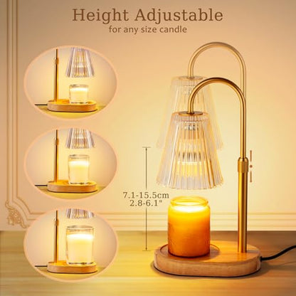 Candle Warmer Lamp with Timer - Electric Candles Wax Warmers Glass Lamps - color: Amber