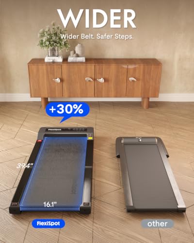 FLEXISPOT Foldable Walking Pad Treadmill for Home Office, Under Desk Treadmill with Fold-in-Half Design, Quiet Brushless Walking Experience, 264 LBS Capacity, Easy Storage