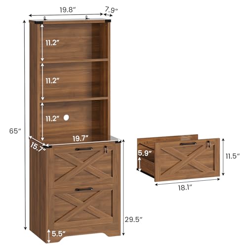 SEDETA 2 Drawer File Cabinet with Lock fits Legal/Letter/A4 Size - color: Brown, size: 2 Drawers