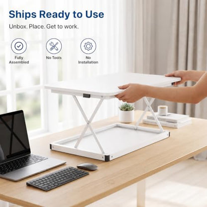 Uncaged Ergonomics Small Standing Desk Converter & Desk Riser (White) - color: White