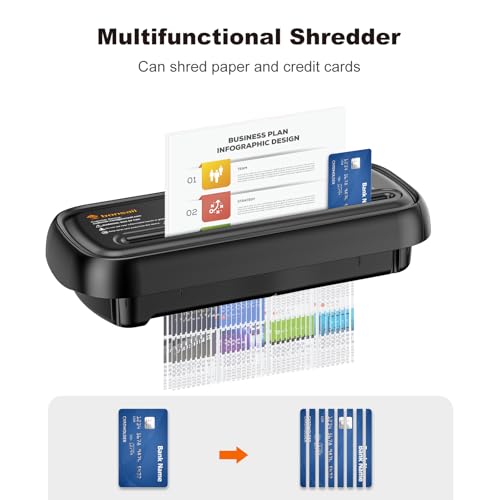Bonsaii 6-Sheet Small Strip Cut Paper Shredder for Home,Without Basket | Extendable Arm Design, Overheat Protection, 3.4 Gal Wastebasket, Small Shredder for Home Office Use, S123-B - color: Black