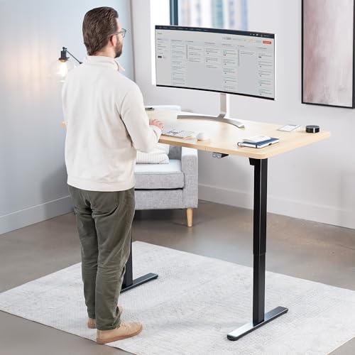 VIVO Light Wood 60 x 30 in Standing Desk, DESK-KIT-0B6C - color: Light Wood Top / Black Frame, size: 60 x 30 inch