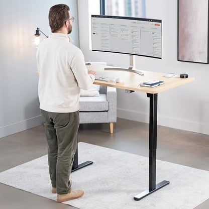 VIVO Light Wood 60 x 30 in Standing Desk, DESK-KIT-0B6C - color: Light Wood Top / Black Frame, size: 60 x 30 inch