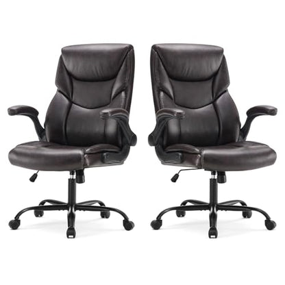 Sweetcrispy Heavy Duty Office Chair, Gaming Desk Chair 2 Pack - color: Dark Brown, style: Set of 2