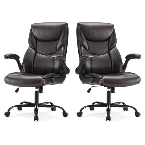 Sweetcrispy Heavy Duty Office Chair, Gaming Desk Chair 2 Pack - color: Dark Brown, style: Set of 2