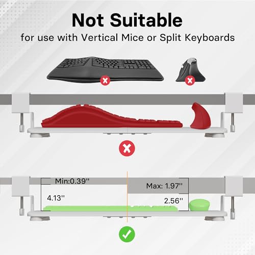 BONTEC Under Desk Keyboard Tray, Pull-Out Keyboard & Mouse Platform | C-Clamp Mount, Space-Saving Ergonomic Slide-Out Drawer, 31.3 in Including Clamps, 25.6 x 11.8 in Tray, White - color: White, size: 25.6" x 11.8"