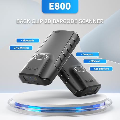 NETUM Bluetooth 2D Barcode Scanner, 3-in-1 Portable QR Bar Code Reader | Automatic Wireless Gun Scan Back Clip Work with Tablet iOS Android Windows MacOS for Warehouse Inventory POS (2D - E800) - size: 2D - E800