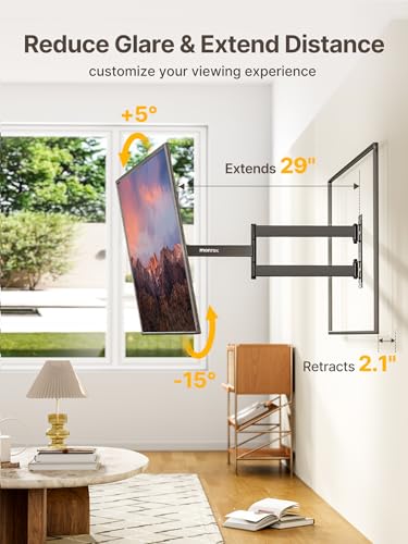 monTEK 29 Inch Long Arm TV Wall Mount for 23-65 Inch TVs | Long Extension TV Mount, Swivel&Tilt&Leveling, Full Motion Wall Mount TV Bracket, Max VESA 400 x 400mm, Up to 77 lbs - size: 23"-65" TV / 29" Long Arm