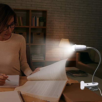 Aluminum Wire Neck Clip Light Socket, 2-Pack Desk Clip Clamp Lamp Holder Adjustable Light Stand With Switch 6.8ft Cable E26/E27 Clip Lamp Fixture for Aquarium Plant Grow - color: E26/E27 Clip Socket