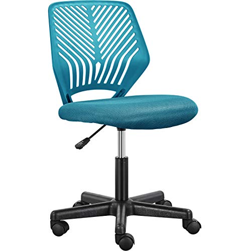 Topeakmart Armless Small Office Desk Chair, Adjustable Height Swivel, Turquoise - color: Turquoise
