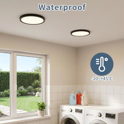 4 Pack 7.1 inch LED Flush Mount Ceiling Light, 5CCT&15W(Black) | 1500Lm,0.67 Ultra Thin, Low Profile,Round Ceiling Light Fixture for Living Room,Bedroom, Kitchen, Closet, Hallway,Hallway - color: Black, size: 7.1"-4pack
