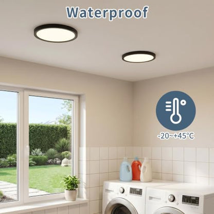 4 Pack 7.1 inch LED Flush Mount Ceiling Light, 5CCT&15W(Black) | 1500Lm,0.67 Ultra Thin, Low Profile,Round Ceiling Light Fixture for Living Room,Bedroom, Kitchen, Closet, Hallway,Hallway - color: Black, size: 7.1"-4pack