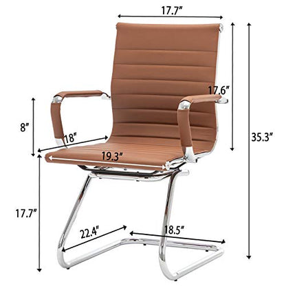 HNY 6-Pack PU Leather Office Guest Chairs - color: Coffee, size: 6 PCS