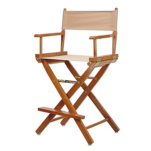 Casual Home 24" Director's Chair Honey Oak Frame-Tan Canvas - color: Honey Oak Frame/Tan Canvas, size: 24" - Counter Height, style: Honey Oak Frame
