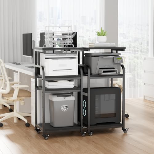 VOWNER 4-Tier Tall Printer Stand with Power Outlet and 4 Lockable Wheels