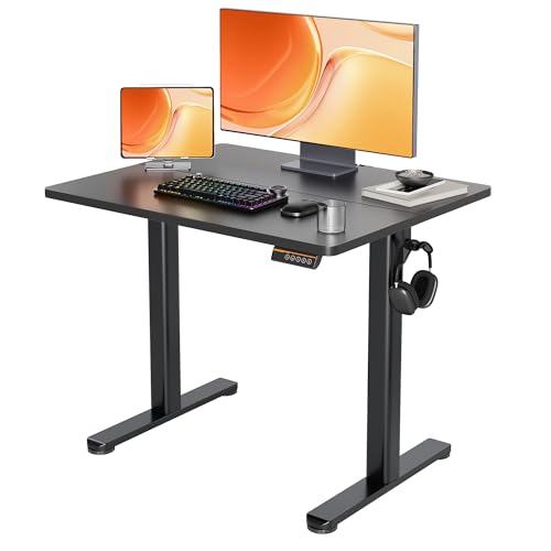 Claiks Electric Height Adjustable Standing Desk, 35x20 Inch, Black | Smooth Height Adjustment, 3 Memory Presets, Cable management hub & hook, Stable Steel Frame, 156 lbs Capacity, Easy Assembly - color: Black, size: 35