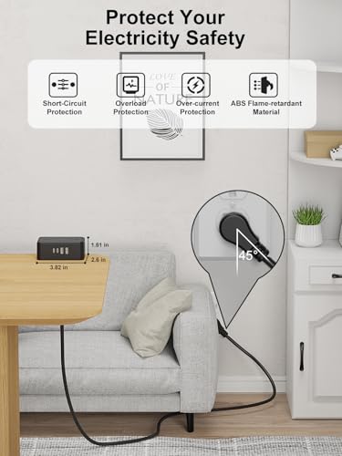 Desk Clamp Power Strip 4AC Outlet 2USB-C Ports,2 USB-A Ports