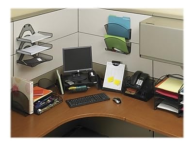 Safco Onyx Phone and Utility Tray with Drawer, Desktop Organizer, Durable Steel Mesh Construction, Black - color: Black
