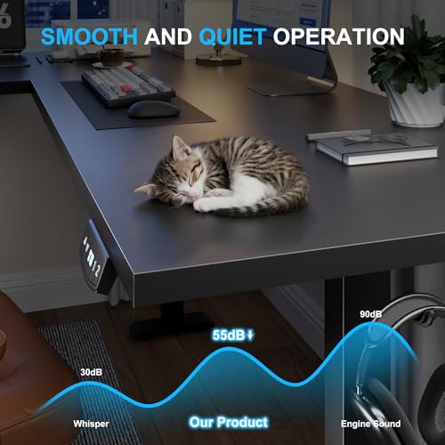 Korfile 63" L Shaped Standing Desk Height Adjustable Memory Presets - color: Dark Black