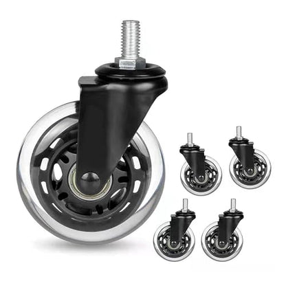 8T8 Office Chair Caster Wheels with 5/16''-18x1 Threaded Stem Caster, Heavy Duty 3" Replacement Rubber Office Chair Wheels for Smart Home Offices, Safe for Hardwood Tile Floors