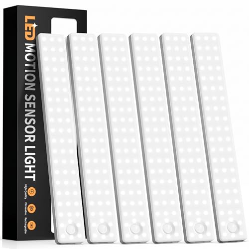 6 Pack Under Cabinet Lighting, USB Rechargeable Motion Sensor Light Indoor, Battery Operated Closet Light, LED Cabinet Lights, Stick On Dimmable Under Counter Lights for Kitchen - color: 7000K White Light, size: 6-Pack 8 inch