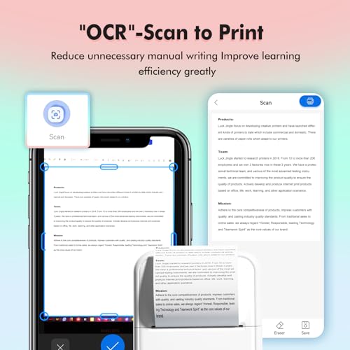 Bisofice Mini Printer with 11 Rolls of Printing Paper 57mm, Mini Pocket Sticker Printer, Portable Thermal BT Photo Printing for Study Notes, DIY, Diary, Pictures, Labels (White) - color: White