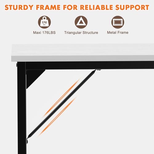Sweetcrispy 63-Inch Computer Desk for Bedroom, White - color: White, size: 63-Inch