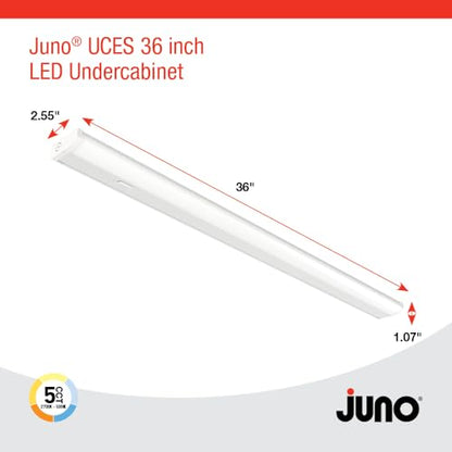 Juno UCES 36 Inch LED Under Cabinet Lighting, LED Kitchen Cabinet Light Fixture Hardwired, Dimmable, Damp Rated, Selectable Soft, Warm, Neutral, Cool, Daylight White Light (UCES 36IN SWW5 90CRI WH M6) - size: 36-inch