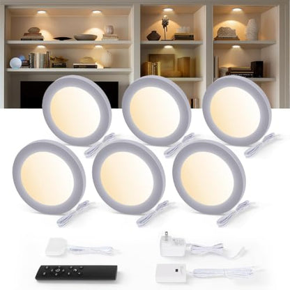 V4light LED Puck Lights, Smart Under Cabinet Lighting with Remote, 6 Pack - color: Gray, size: 6 Pack