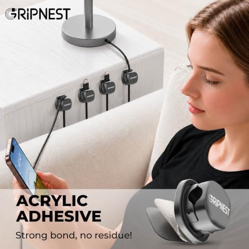 Cable Clips 8 Pack Rotatable Cord Organizer with Adhesive | 360° Rotatable, Clean Cable Management for Desk, Car & Nightstand - size: Pack of 8