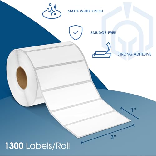 3" X 1" Direct Thermal Labels (13000 Count, 10 Rolls) - size: 3" X 1"